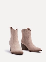 Linzi Natural Suede Jessie Faux Suede Western Ankle Boots - Image 4 of 5