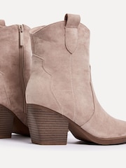 Linzi Natural Suede Jessie Faux Suede Western Ankle Boots - Image 5 of 5