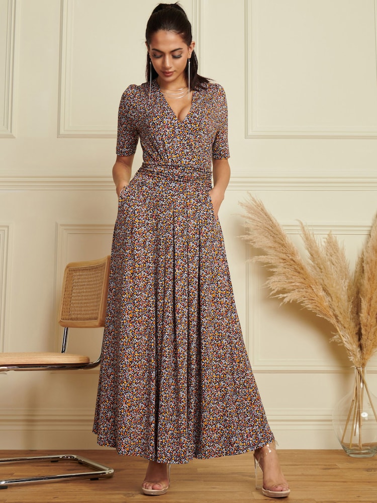Jolie Moi Multi Wrap Front Viscose Maxi Dress - Image 1 of 6