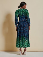 Jolie Moi Blue Quiyn Symmetrical Print Lace Maxi Dress - Image 2 of 6