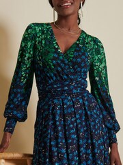 Jolie Moi Blue Quiyn Symmetrical Print Lace Maxi Dress - Image 6 of 6