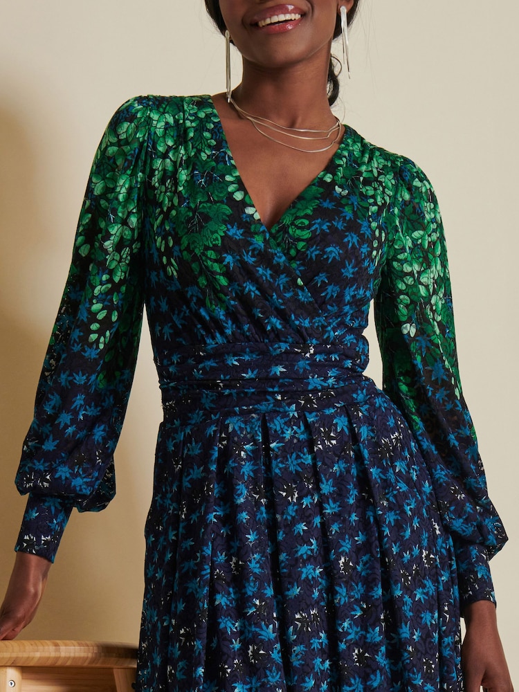 Jolie Moi Blue Quiyn Symmetrical Print Lace Maxi Dress - Image 6 of 6