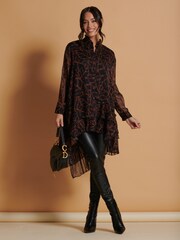 Jolie Moi Black Oversized Asymmetric Hem Dress - Image 1 of 6