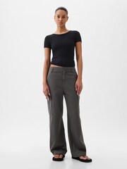 Gap Grey Loose Cotton Chino Cargo Trousers - Image 1 of 5