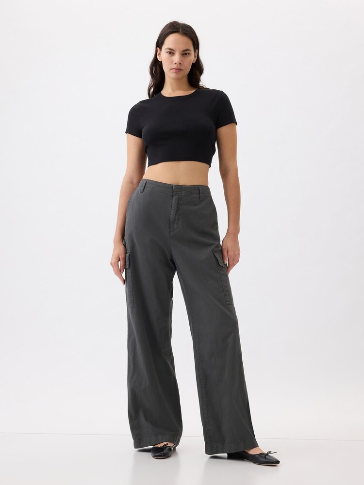 Gap Grey Loose Cotton Chino Cargo Trousers - Image 2 of 5