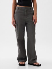 Gap Grey Loose Cotton Chino Cargo Trousers - Image 3 of 5
