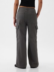Gap Grey Loose Cotton Chino Cargo Trousers - Image 4 of 5