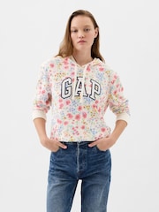 Gap Pink Floral Logo Floral Print Hoodie - Image 1 of 4