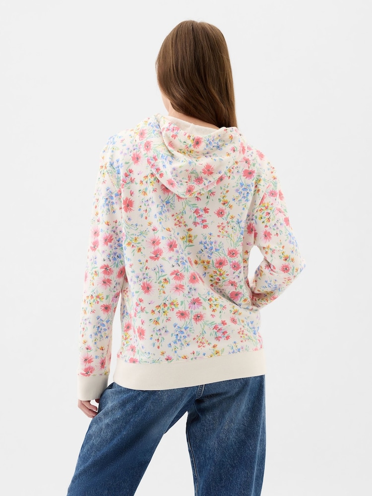 Gap Pink Floral Logo Floral Print Hoodie - Image 2 of 4