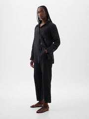 Gap Black 100% Linen Long Sleeve Oversized Shirt - Image 3 of 5