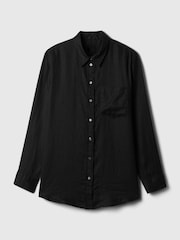 Gap Black 100% Linen Long Sleeve Oversized Shirt - Image 4 of 5
