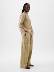 Gap Brown 100% Linen Long Sleeve Oversized Shirt - Image 4 of 6