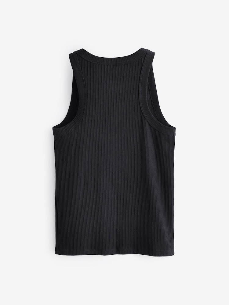 Gap Black Ribbed Racer High Neck Vest Top - Image 3 of 3