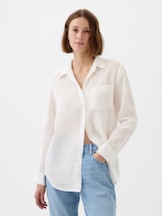 Gap White 100% Linen Long Sleeve Oversized Shirt - Image 3 of 6