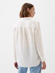 Gap White 100% Linen Long Sleeve Oversized Shirt - Image 4 of 6