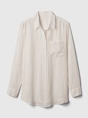 Gap White 100% Linen Long Sleeve Oversized Shirt - Image 5 of 6