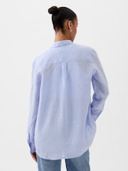 Gap Blue 100% Linen Long Sleeve Oversized Shirt - Image 2 of 5