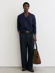 Reiss Navy Alberz Wool-Cashmere V-Neck Jumper - Image 3 of 7