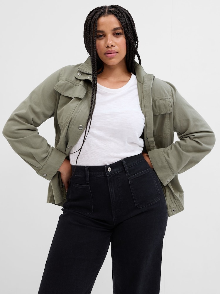 Gap Green Ruched Waist Utility Jacket - Image 1 of 9
