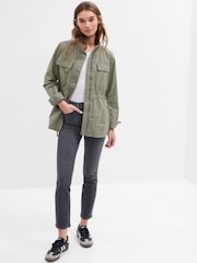 Gap Green Ruched Waist Utility Jacket - Image 4 of 9