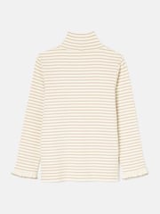 Joules Faye Cream Stripe High Neck Rib Top - Image 2 of 4