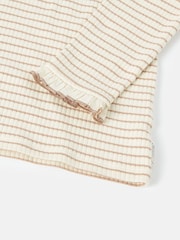 Joules Faye Cream Stripe High Neck Rib Top - Image 4 of 4
