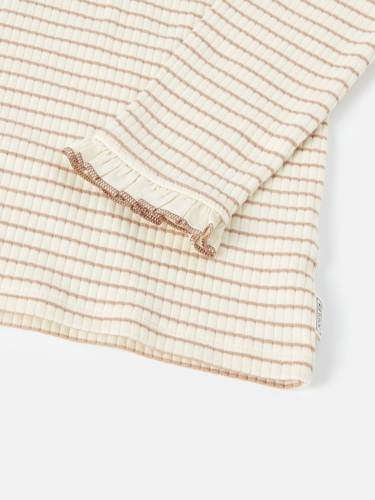Joules Faye Cream Stripe High Neck Rib Top - Image 4 of 4