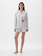 Gap Blue Stripe Poplin Stripe Pyjama Shorts - Image 1 of 3