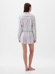Gap Blue Stripe Poplin Stripe Pyjama Shorts - Image 2 of 3