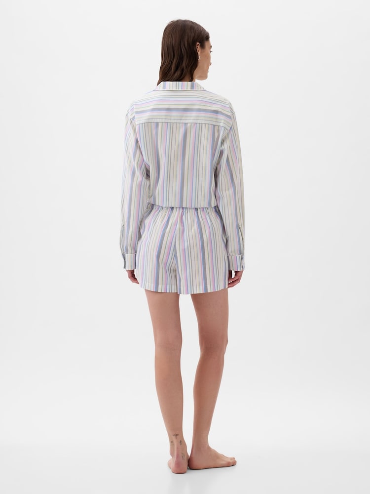 Gap Blue Stripe Poplin Stripe Pyjama Shorts - Image 2 of 3