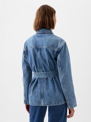 Gap Blue Mid Length Belted Denim Shirt Jacket - Image 2 of 6
