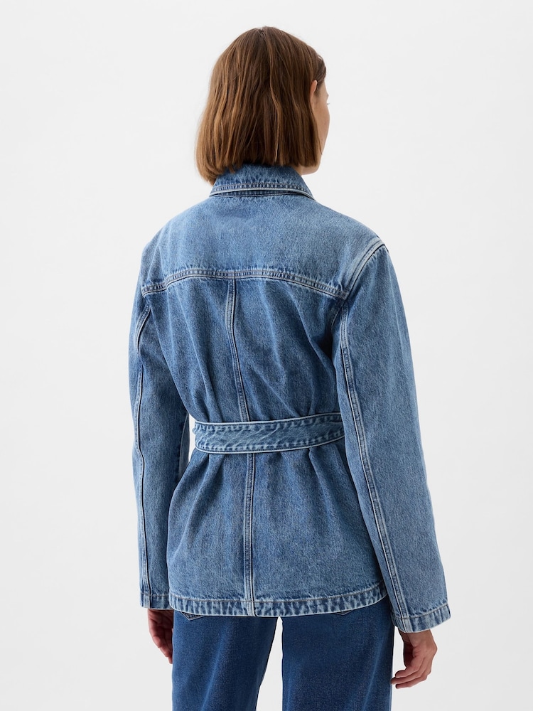 Gap Blue Mid Length Belted Denim Shirt Jacket - Image 2 of 6