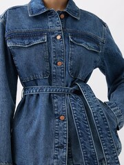 Gap Blue Mid Length Belted Denim Shirt Jacket - Image 5 of 6