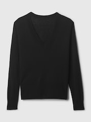 Gap Black Linen Blend V Neck Split Hem Jumper - Image 5 of 5