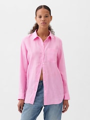 Gap Sugar Pink 100% Linen Long Sleeve Oversized Shirt - Image 1 of 1