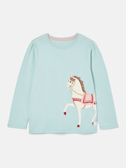 Joules Girls' Ava Mint Green Artwork T-Shirt - Image 1 of 6