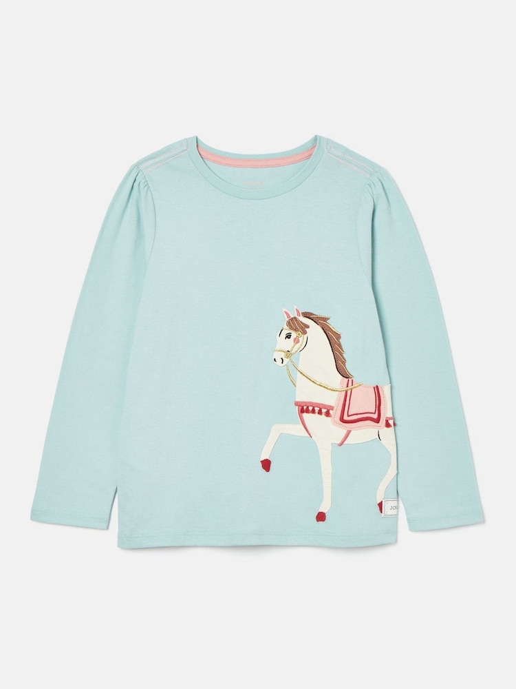 Joules Girls' Ava Mint Green Artwork T-Shirt - Image 1 of 6