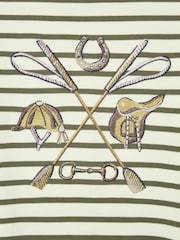 Joules Girls' Harbour Khaki Green Long Sleeve Jersey Top - Image 5 of 5
