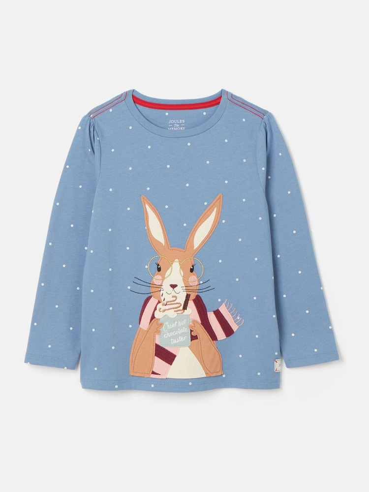 Joules Girls' Ava Blue Artwork T-Shirt - Image 1 of 5