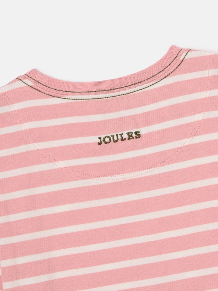 Joules Girls' Ava Pink Stripe Artwork T-Shirt - Image 5 of 5
