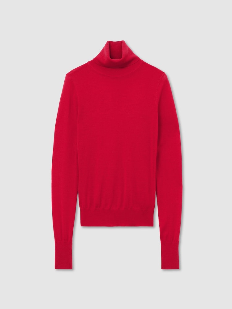 Reiss Red Edina Merino Wool Roll-Neck Jumper - Image 2 of 6 Reiss Red Edina Merino Wool Roll-Neck Jumper - Image 2 of 6