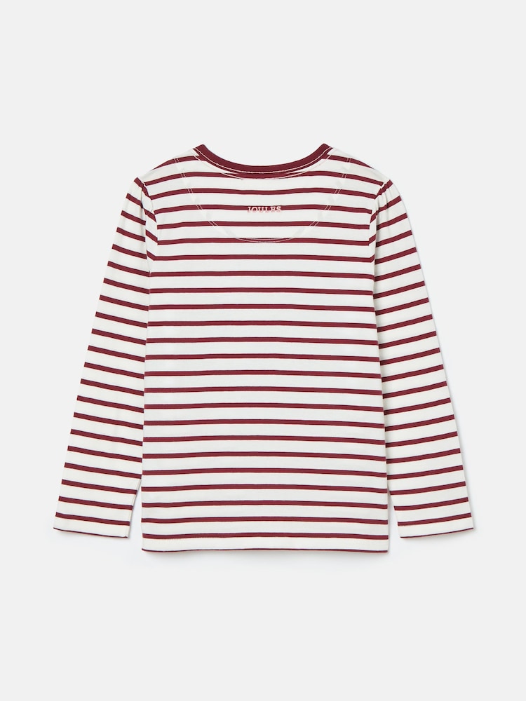 Joules Girls' Ava Berry Red Stripe Artwork T-Shirt - Image 2 of 6