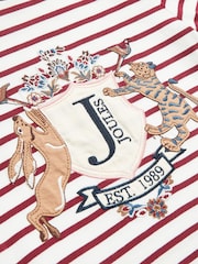 Joules Girls' Ava Berry Red Stripe Artwork T-Shirt - Image 3 of 6