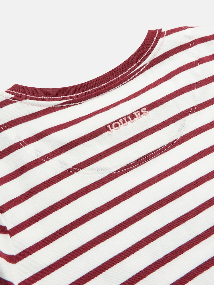 Joules Girls' Ava Berry Red Stripe Artwork T-Shirt - Image 6 of 6