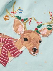 Joules Girls' Ava Green Metallic Star Print Artwork T-Shirt - Image 3 of 5