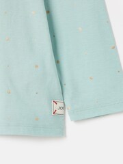 Joules Girls' Ava Green Metallic Star Print Artwork T-Shirt - Image 5 of 5