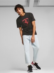 Puma Black Mens Scuderia Ferrari Race Big Shield Motorsport T-Shirt - Image 3 of 8