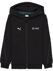 Puma Black Mercedes AMG Petronas Motorsport Youth Hooded Sweat 100% Cotton Jacket - Image 1 of 2