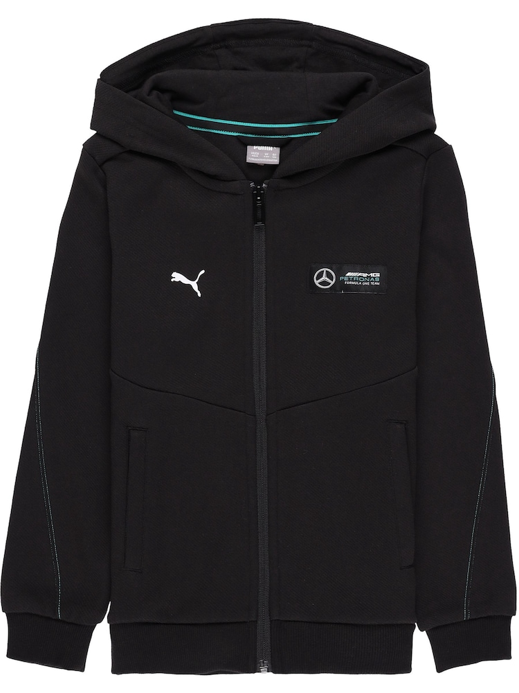 Puma Black Mercedes AMG Petronas Motorsport Youth Hooded Sweat 100% Cotton Jacket - Image 1 of 2