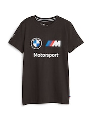 Puma Black Boys BMW M Motorsport Essentials Logo T-Shirt - Image 1 of 2